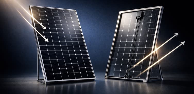 Monofacial solar panel close-up
