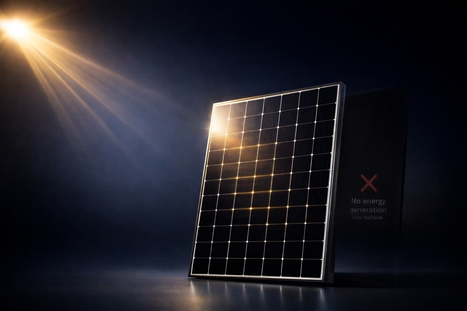 Monofacial solar panel close-up